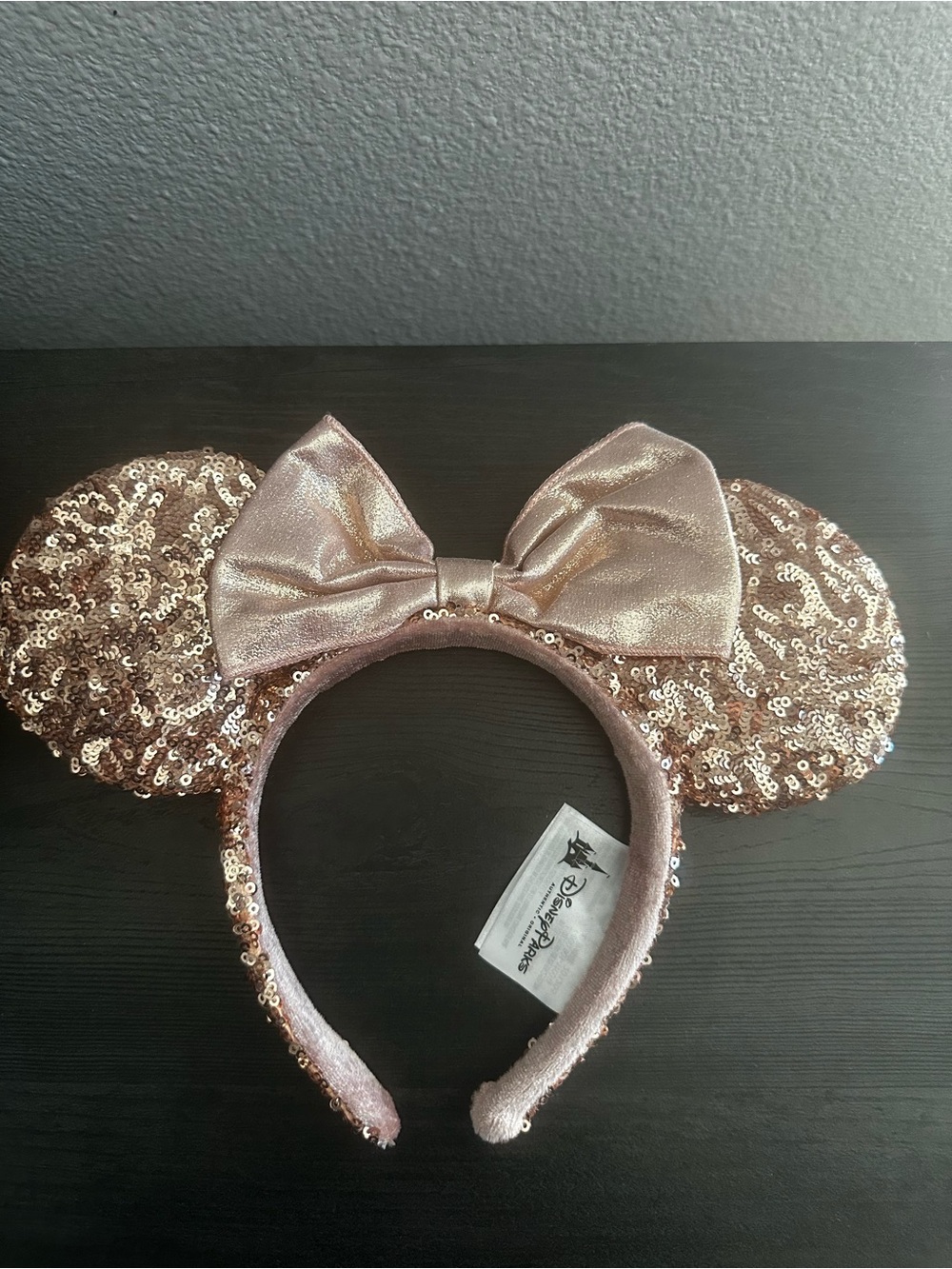 Disney Parks Rose Gold Sequin Minnie Ears.